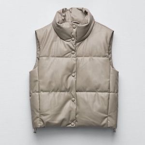 NEW Zara Faux Leather puffer vest